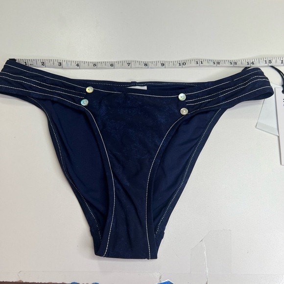 Robin Piccone Valeria Tab Side Bikini Bottom Blue New With Tags Size Small - Picture 8 of 10